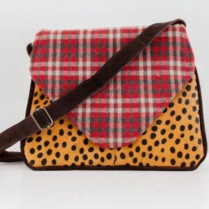 NWT Leopard Print with Plaid Crossbody Bag